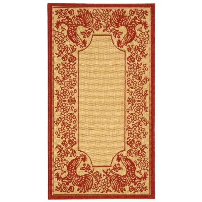 Poolside Natural/ Red Indoor Outdoor Rug (2 X 37)