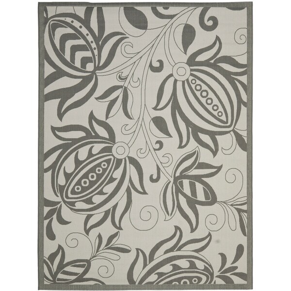 Safavieh Courtyard Bloom Light Grey/ Anthracite Indoor/ Outdoor Rug - 9' x 12'