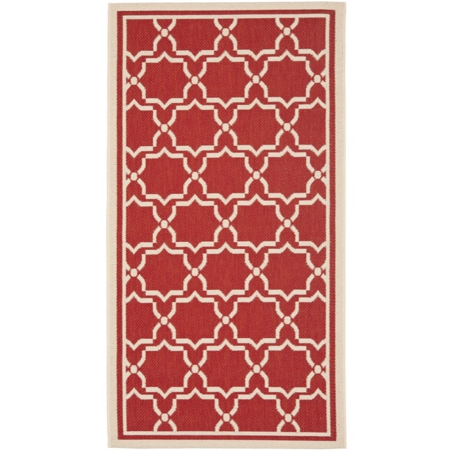 Poolside Red/bone Geometric Indoor/outdoor Rug (2 X 37)