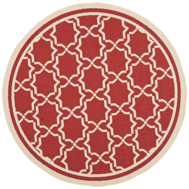 Poolside Red/ Bone Indoor/ Outdoor Polypropylene Rug (67 Round)