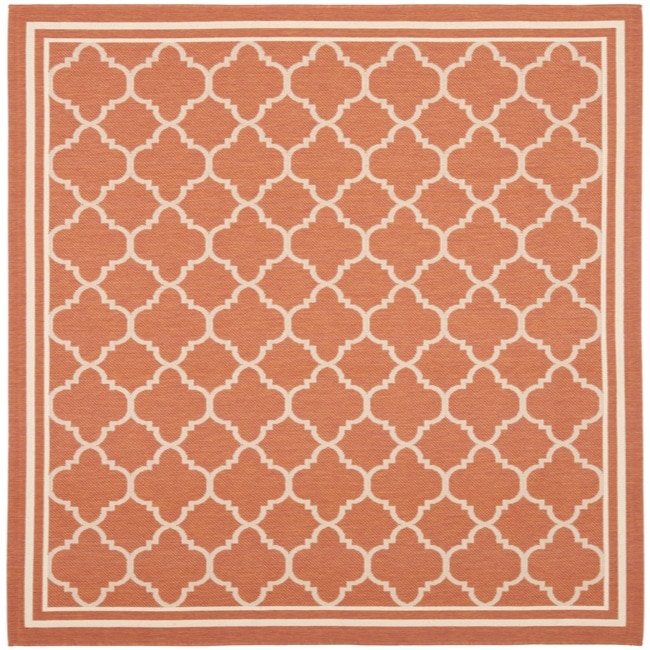 Poolside Terracotta/ Bone Indoor/ Outdoor Polypropylene Rug (67 Square)