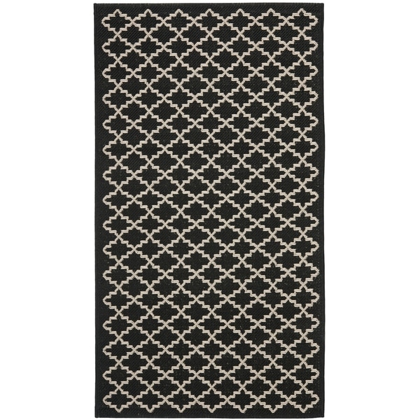 Safavieh Poolside Black/ Beige Indoor Outdoor Rug - 2' x 3'-7"