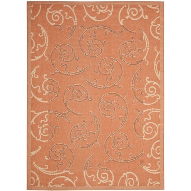 Poolside Terracotta/ Cream Indoor Outdoor Rug (53 X 77)