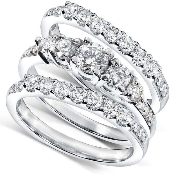 Shop Annello By Kobelli 14k White Gold 1 1 3ct Tdw Diamond 3 Piece