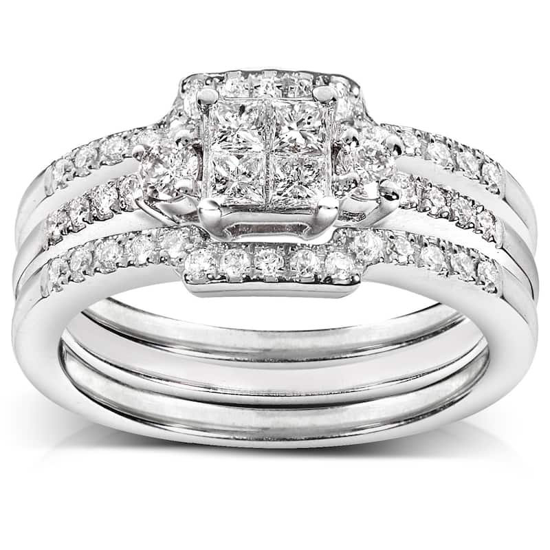 Annello by Kobelli 14k White Gold 1/2ct TDW Diamond Bridal Ring Set - 4