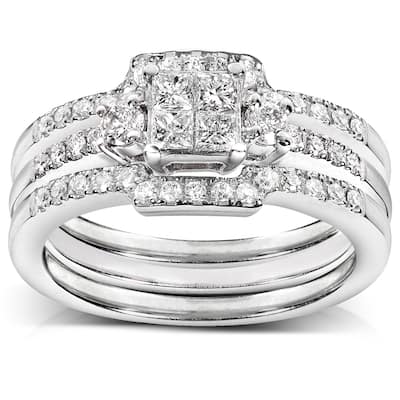 Annello by Kobelli 14k White Gold 1/2ct TDW Diamond Bridal Ring Set