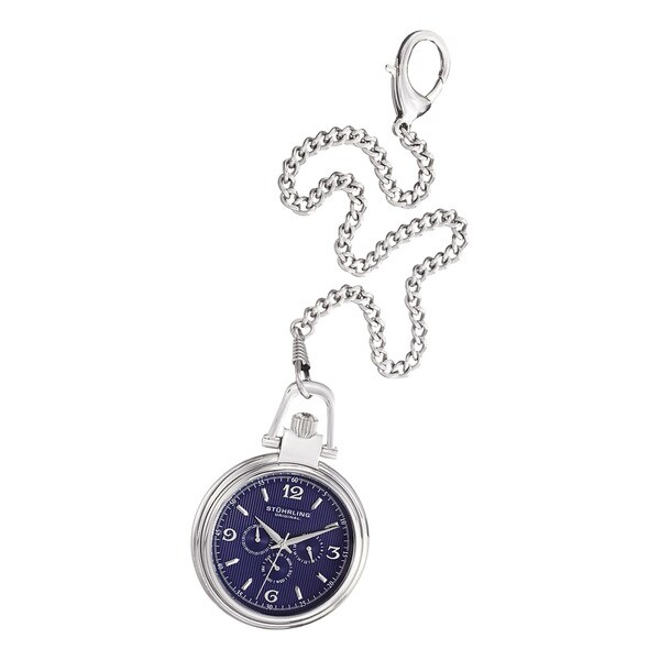 Stuhrling Original Men's Quartz Monarch Nouveau Stainless Steel Pocket Watch