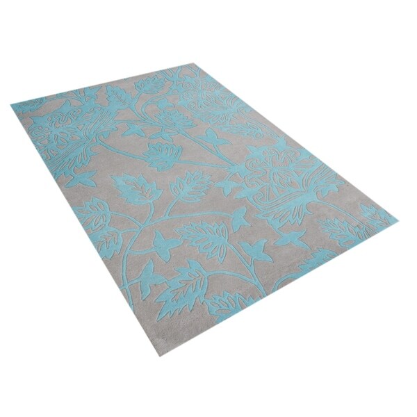Alliyah Handmade Hand-tufted Silver Cloud Flowers New Zealand Blend Wool Rug (8' x 10')