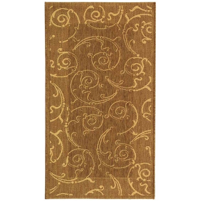 Poolside Brown/natural Indoor/outdoor Machine made Rug (2 X 37)