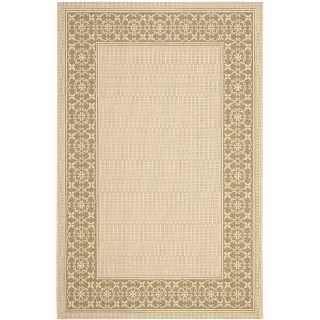 Poolside Cream/green Indoor/outdoor Border Rug (4 X 57)