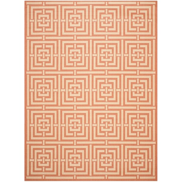 Safavieh Poolside Terracotta/ Cream Indoor Outdoor Rug - 9' x 12'