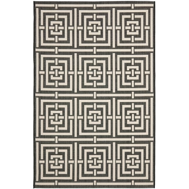 Poolside Black/ Bone Indoor Outdoor Rug (4 X 57)