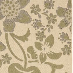 Poolside Cream/ Green Indoor/ Outdoor Area Rug (8' x 11'2) Safavieh 7x9   10x14 Rugs