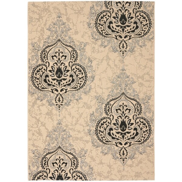 Safavieh Poolside Cream/ Black Indoor Outdoor Rug - 8' X 11'