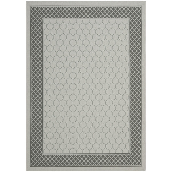 Safavieh Light Grey/Anthracite Modern Border Indoor/Outdoor Rug - 8' X 11'
