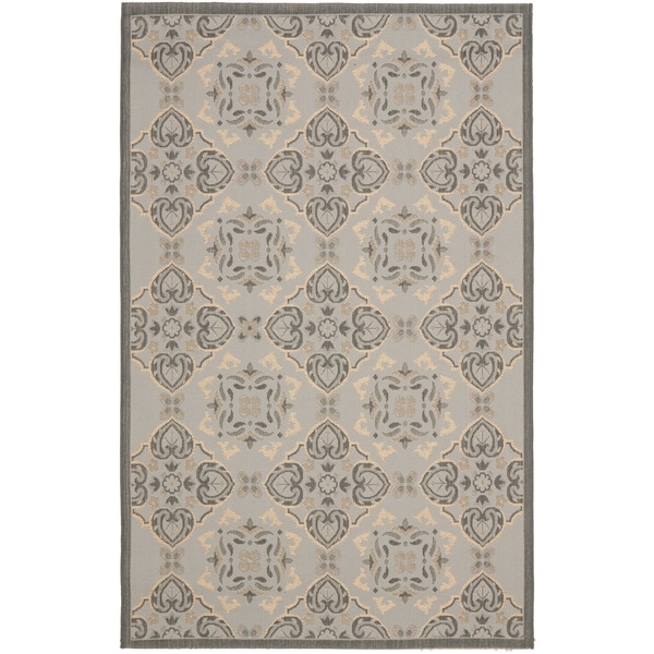 Safavieh Light Grey/Anthracite Traditional-Motif Indoor/Outdoor Rug - 8' X 11'
