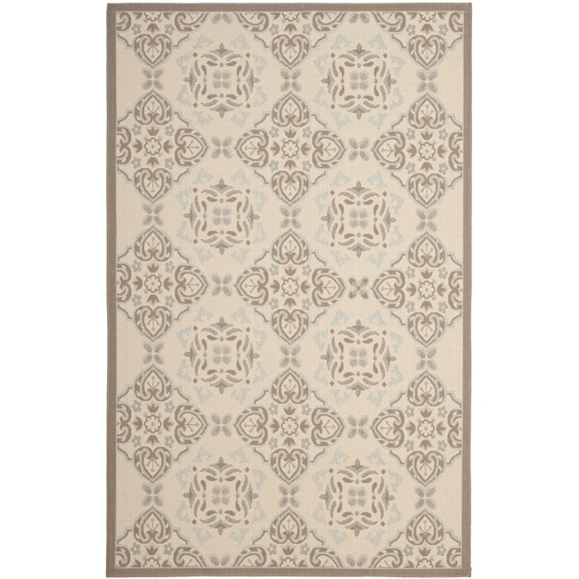 Poolside Beige/dark Beige Indoor/outdoor Floral Rug (67 X 96)