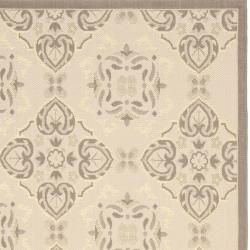 Poolside Beige/Dark Beige Indoor/Outdoor Machine Made Rug (4' x 5'7") Safavieh 3x5   4x6 Rugs