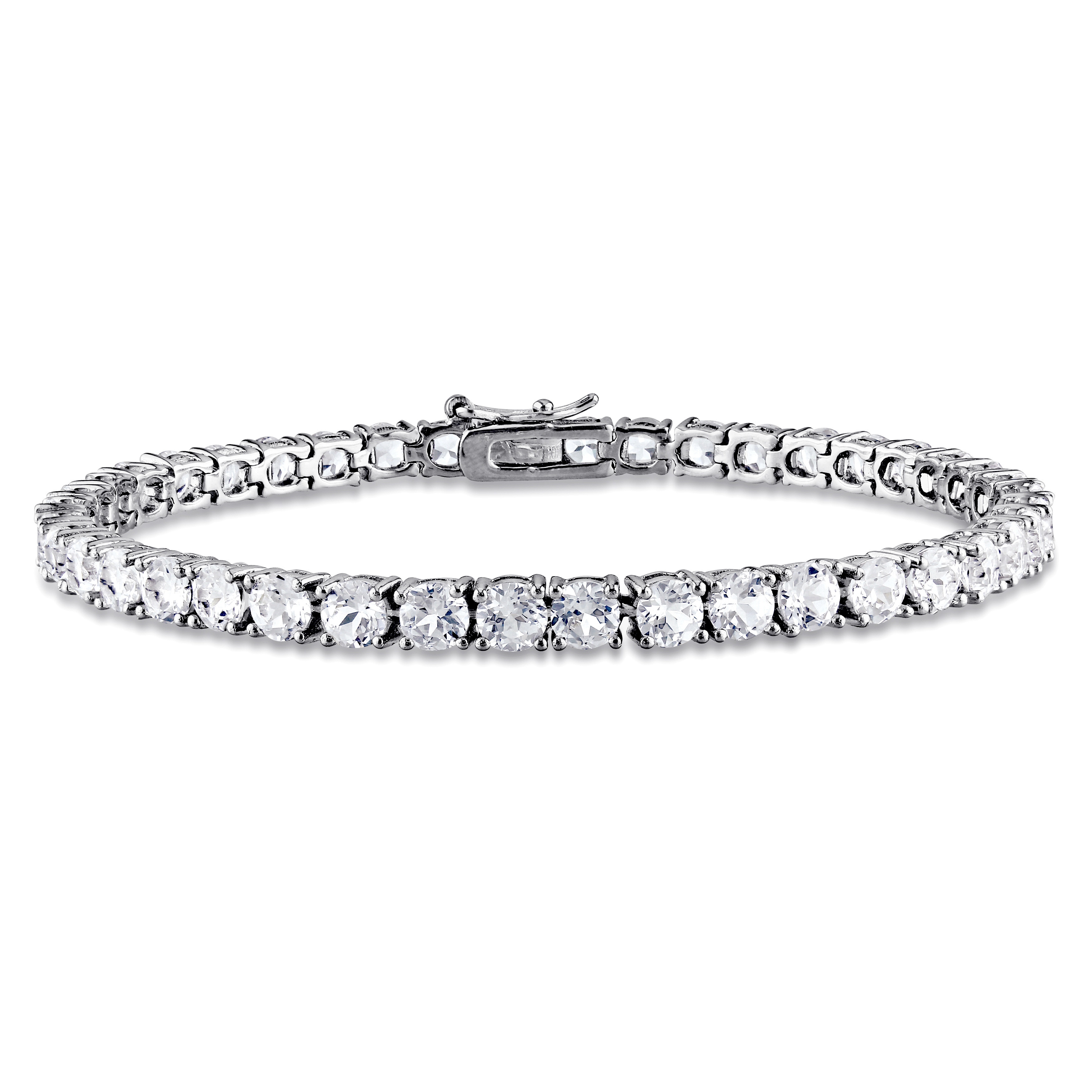 Miadora Sterling Silver 14 1/4ct TGW White Sapphire 7.25-inch Tennis Bracelet