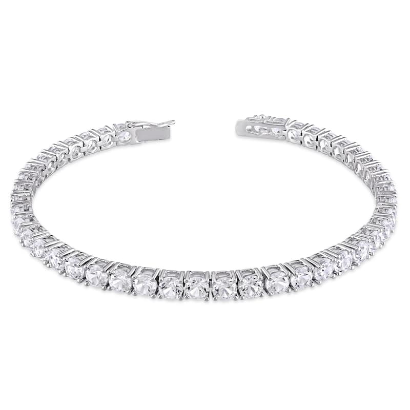 Miadora Sterling Silver 14 1/4ct TGW White Sapphire 7.25-inch Tennis Bracelet