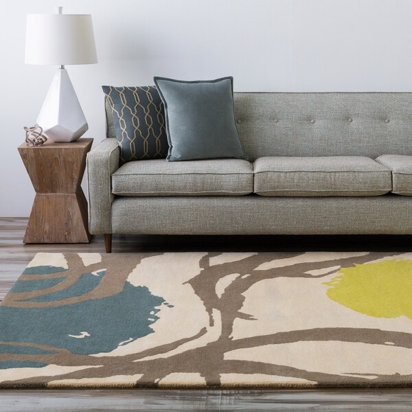 Hand-tufted Beige Opaque Floral Wool Area Rug - 5' x 8'