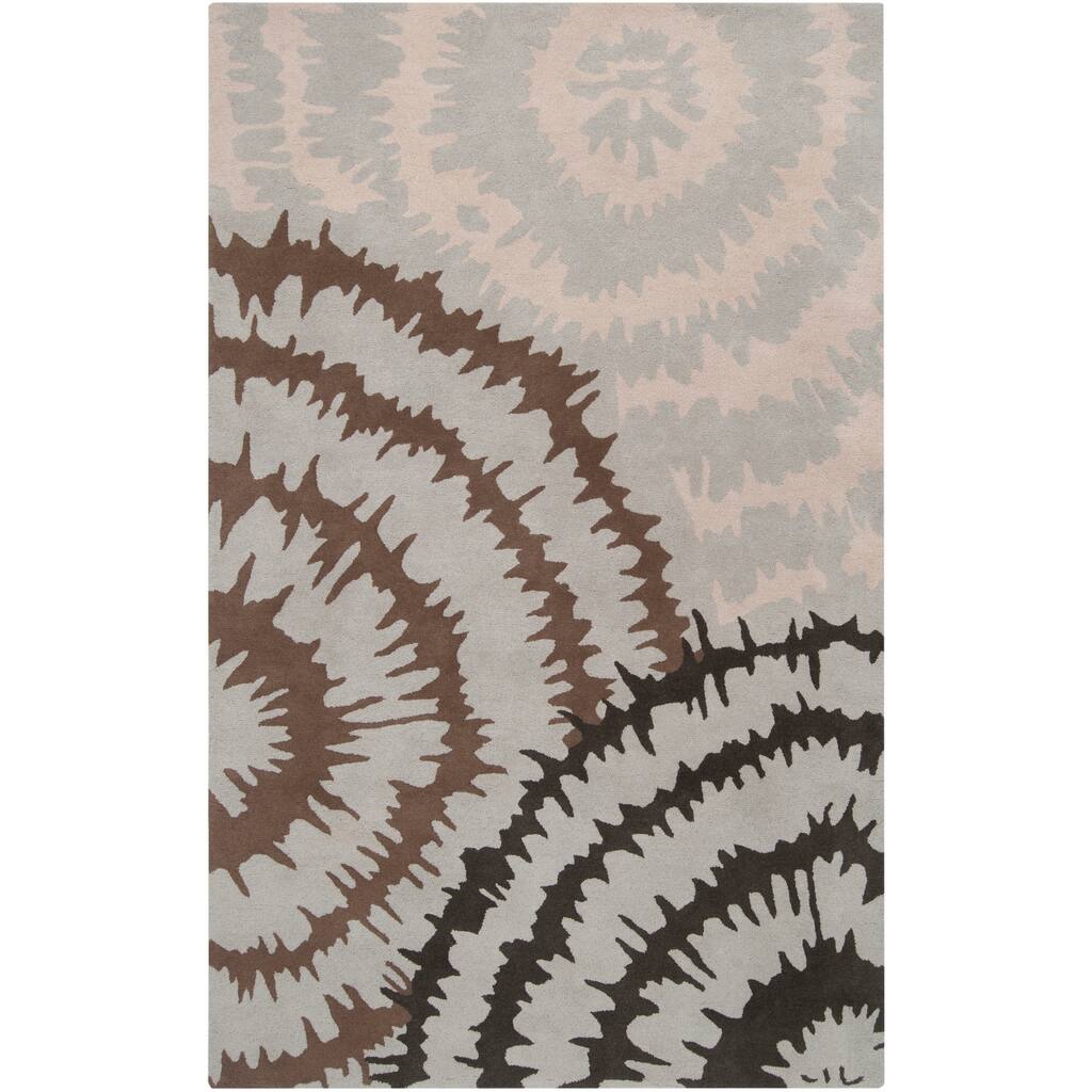 Hand-Tufted Gray Opaque Abstract Plush Wool Indoor Area Rug - 5' x 8'
