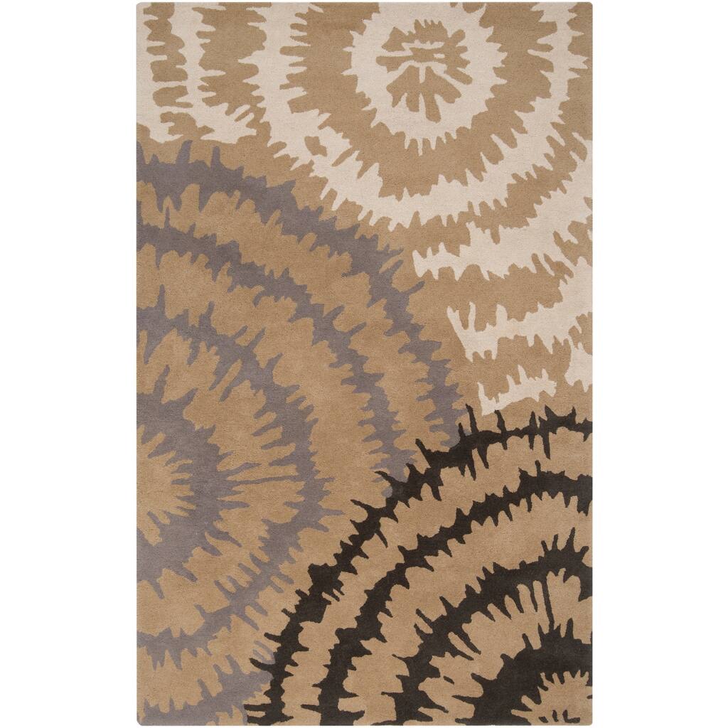 Hand-tufted Beige Opaque Abstract Plush Wool Area Rug - 5' x 8'