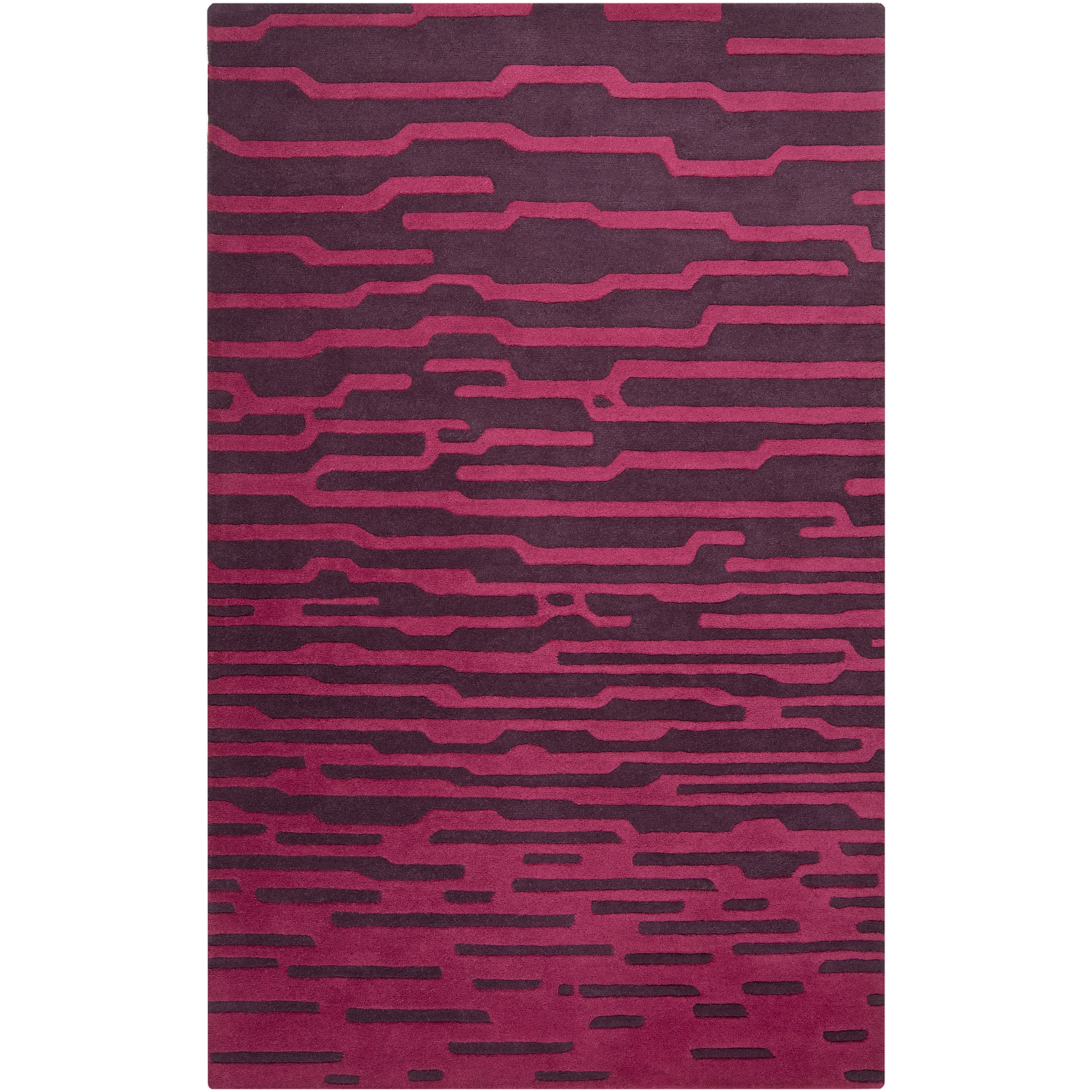 Harlequin Hand tufted Puple Opaque Geometric Plush Wool Rug (5 X 8)