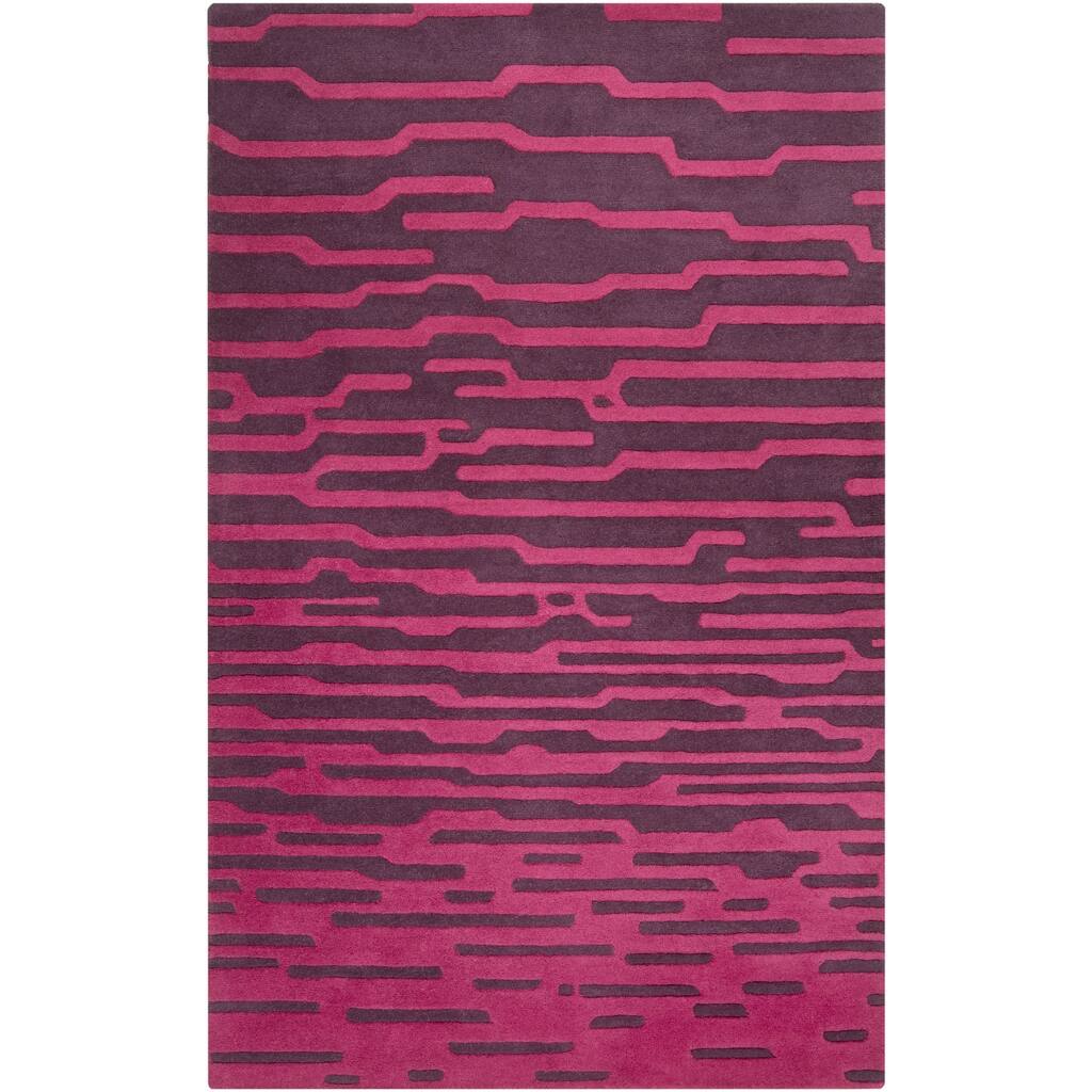 Hand-tufted Puple Opaque Geometric Plush Wool Area Rug - 5' x 8'
