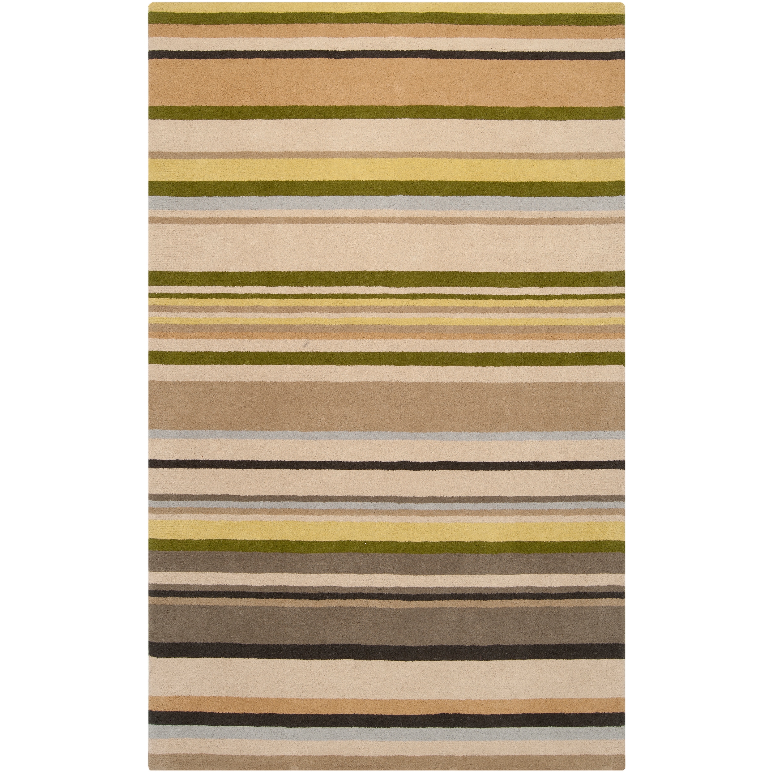Harlequin Hand tufted Beige Opaque Striped Wool Rug (5 X 8)