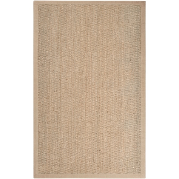 Hand-woven Beige Vigilant Natural Fiber Seagrass Cotton Border Area Rug - 9' x 13'