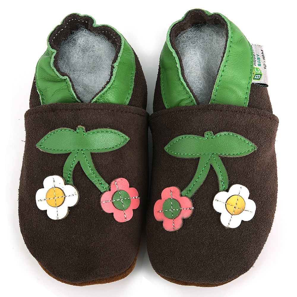 Two Flowers Soft Sole Leather Baby Shoes