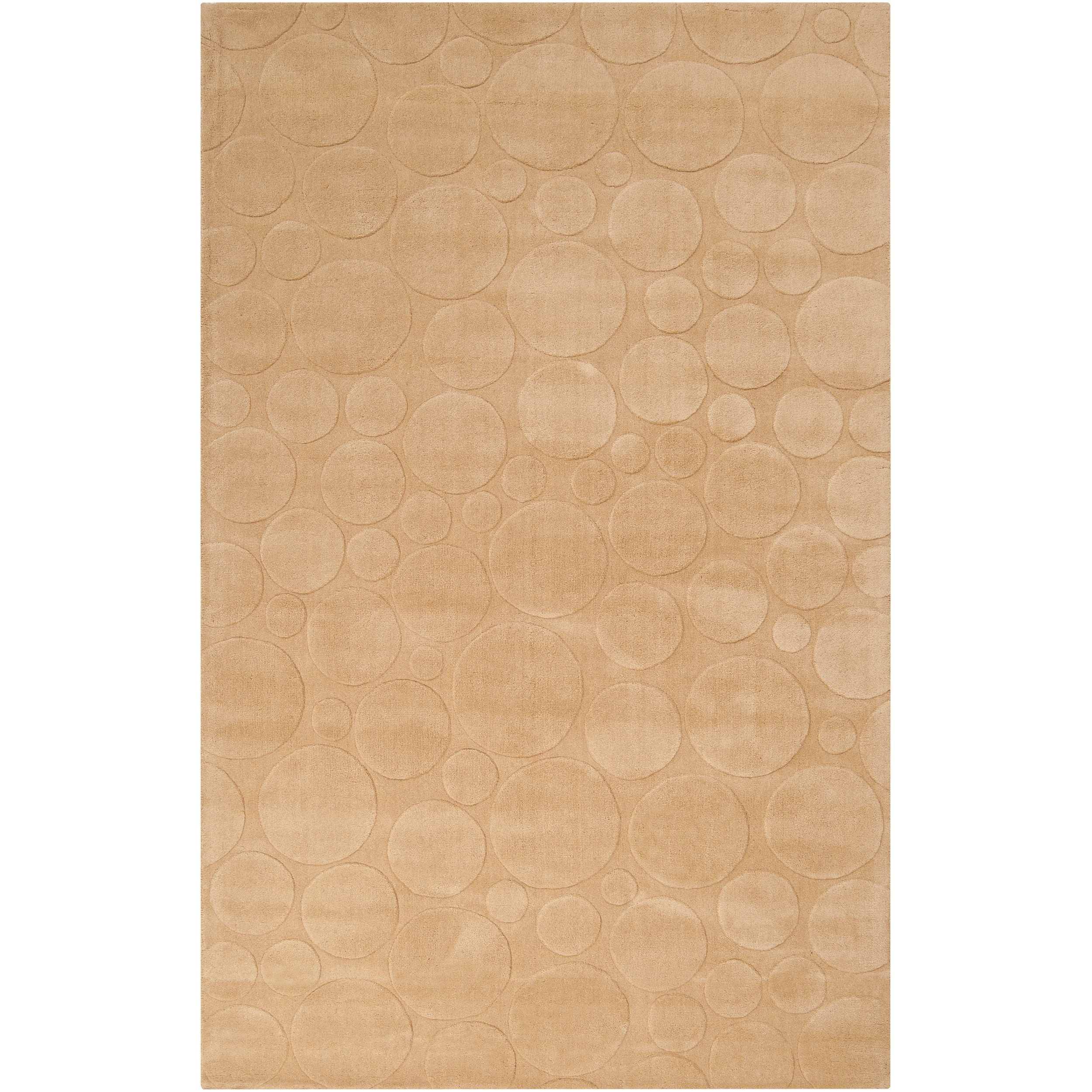 Candice Olson Transitional Loomed Tan Scrumptious Geometric Circles Wool Rug (33 X 53)