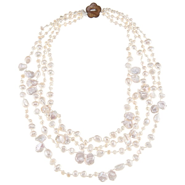Shop White FW Baroque and Keshi Pearl Multi-strand Necklace (3-11 mm ...