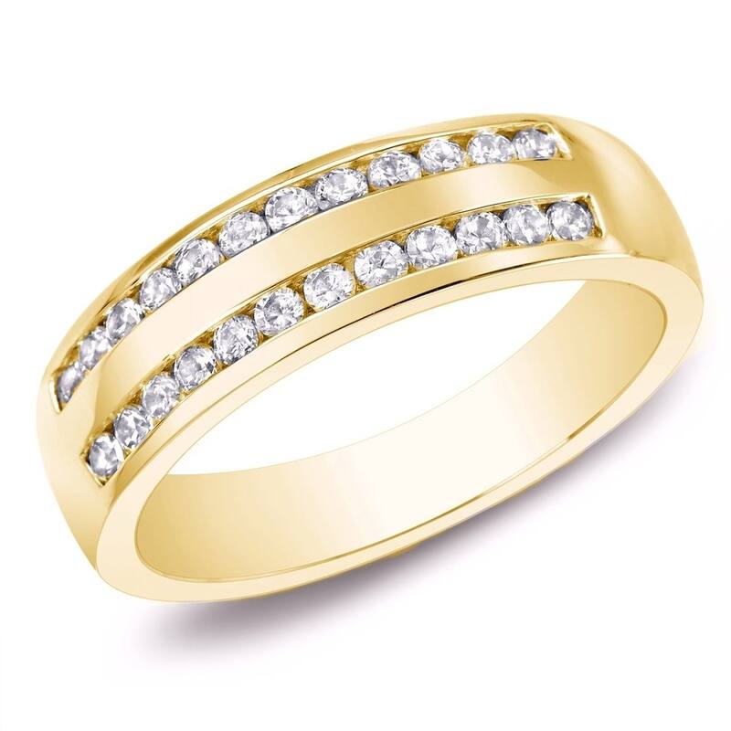 Auriya 10k Gold 1/4ctw Double Channel Diamond Wedding Band (J-K, I2-I3) - Yellow - 4