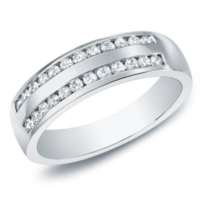 Auriya 10k Gold 1/4ctw Double Channel Diamond Wedding Band (J-K, I2-I3)
