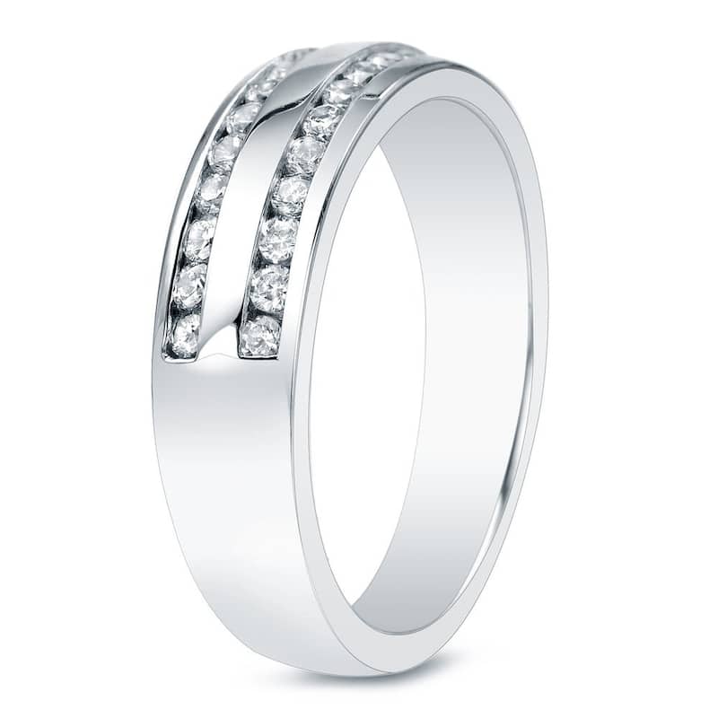 Auriya 10k Gold 1/4ctw Double Channel Diamond Wedding Band (J-K, I2-I3)