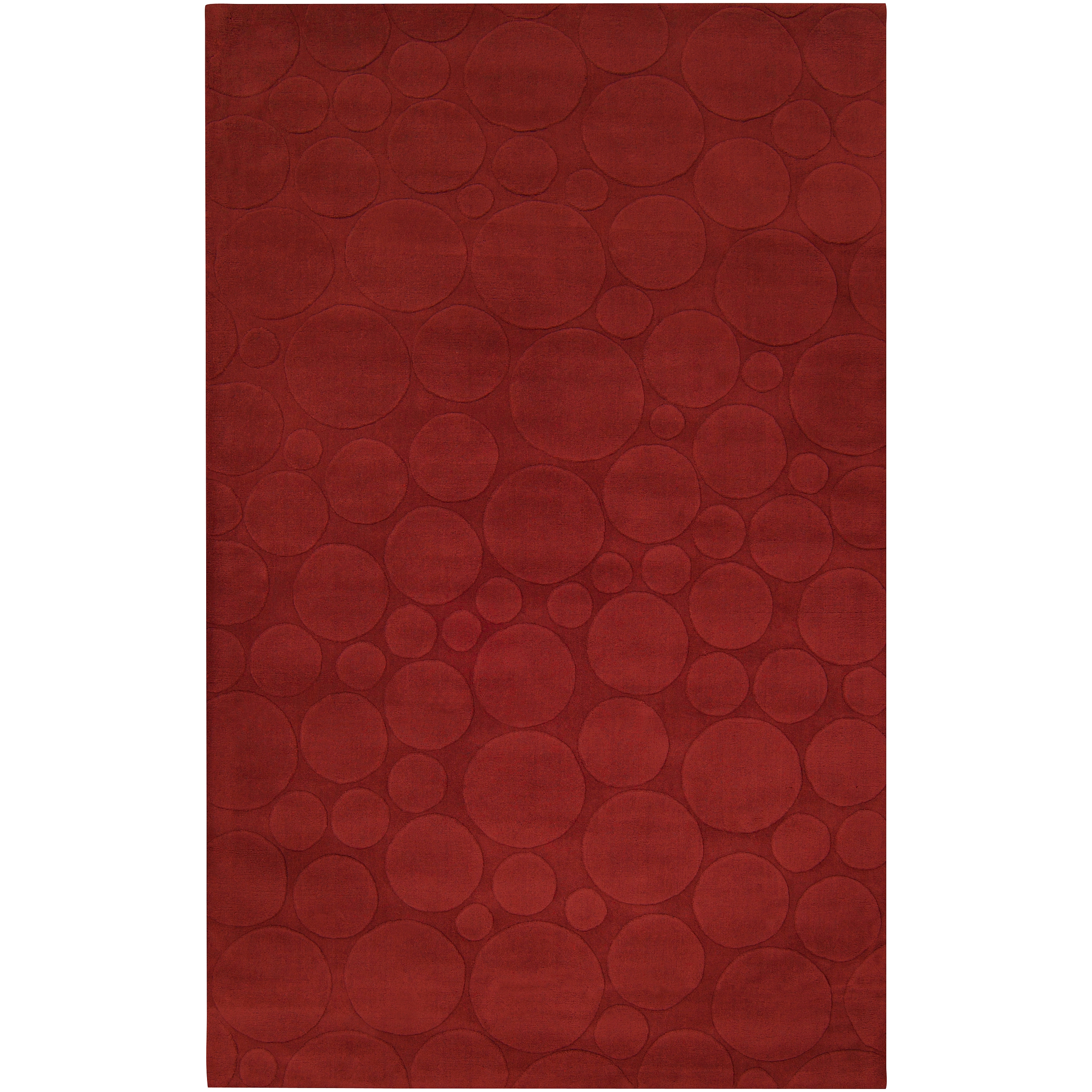 Candice Olson Loomed Red Scrumptious Geometric Circles Wool Rug (9 X 13)