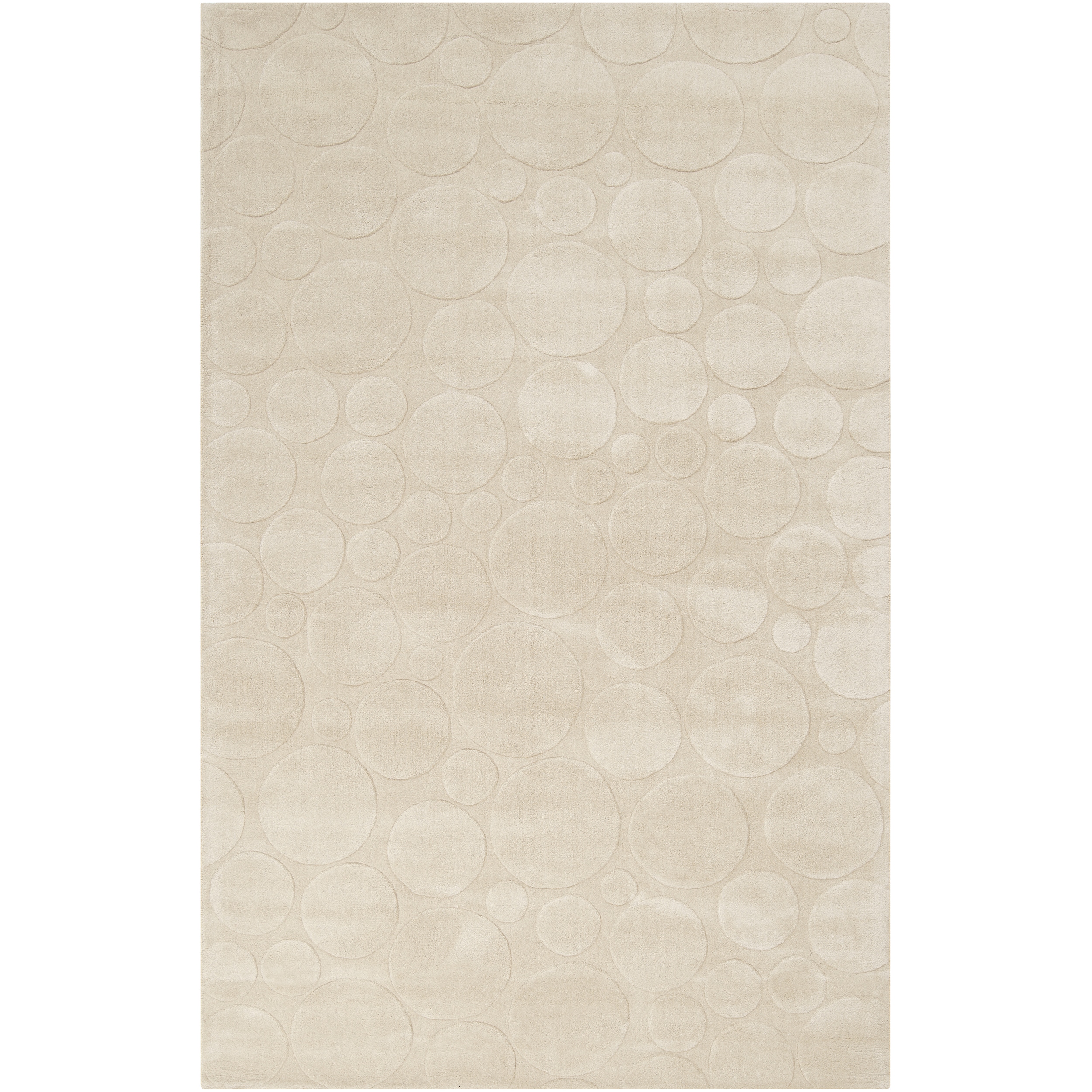 Candice Olson Loomed Tan Scrumptious Geometric Circles Wool Rug (8 X 11)