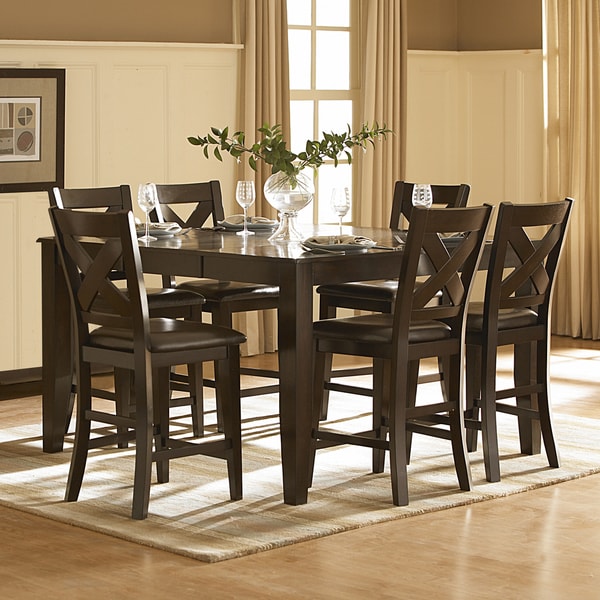 Shop Acton Merlot X-back 7-piece Counter Height Dining Set by iNSPIRE Q Classic - On Sale - Free ...