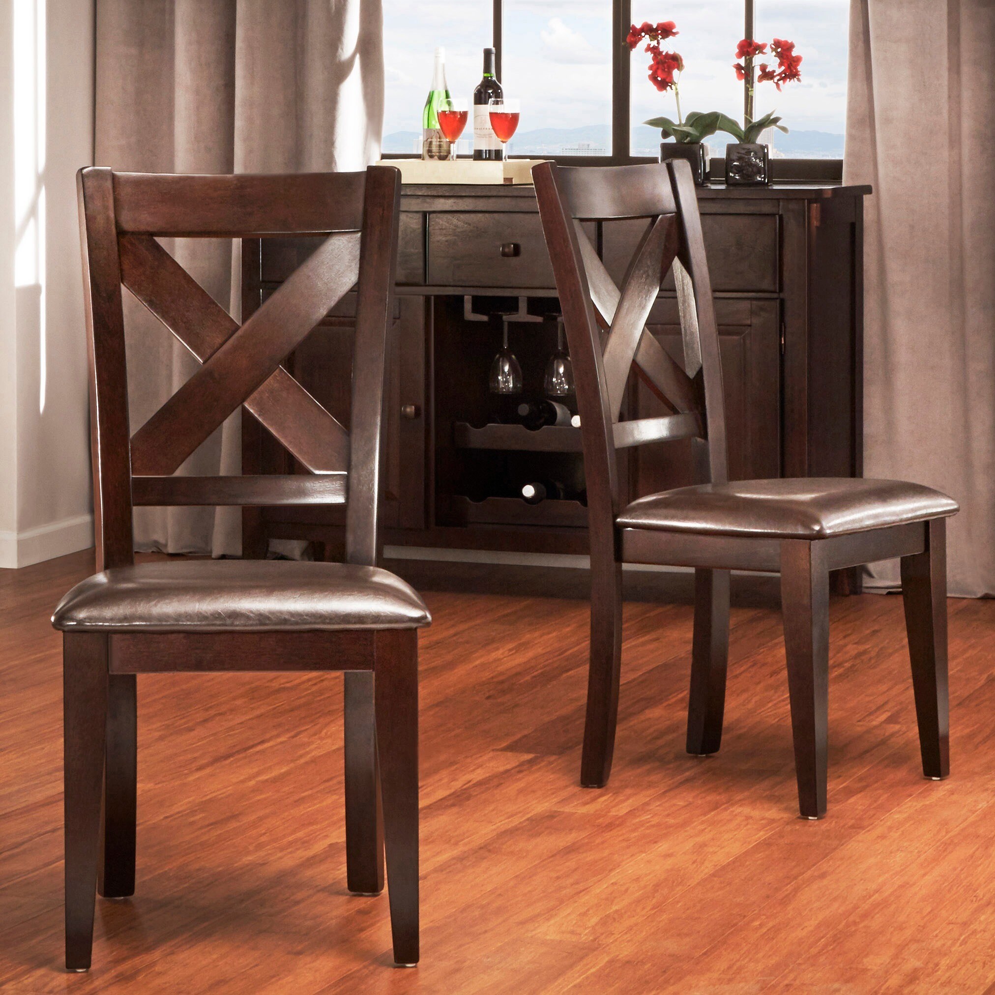 Tribecca Home Acton Warm Merlot X back Casual Dining Side Chairs (set Of 2)