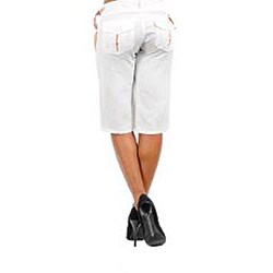 plus size white linen capris