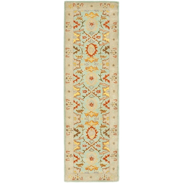 Handmade Treasures Light Blue/ Ivory Wool Rug (2'3 x 14') Safavieh Runner Rugs