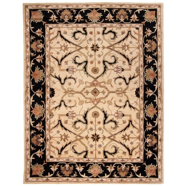 Safavieh Handmade Heritage Timeless Traditional Ivory/ Black Wool Rug - 9'6" x 13'6"