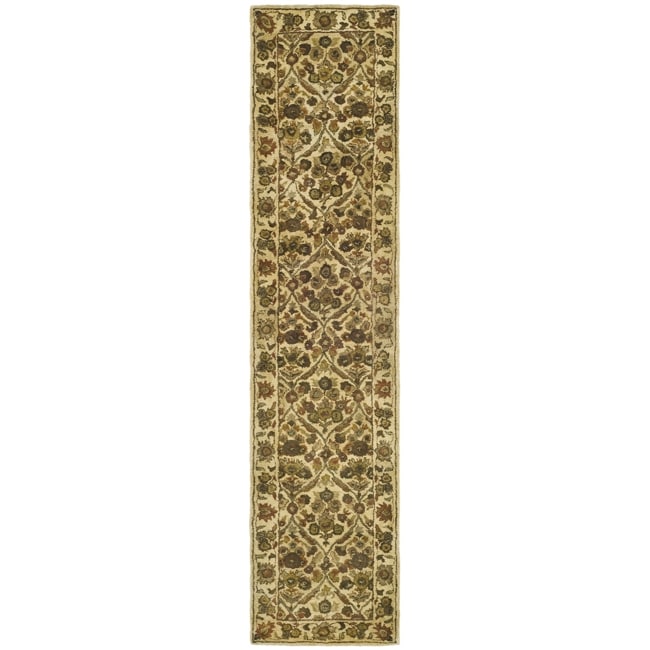 Handmade Treasured Gold Wool Rug (23 X 12)