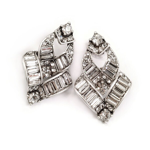 Shop Sweet Romance Art Deco Vee Baguette Crystal Earrings Free