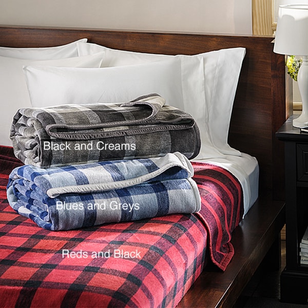 Ibena German Jacquard Plaid Plush Blanket