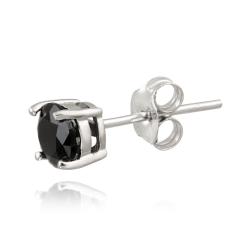 Glitzy Rocks Sterling Silver Round Black Spinel Stud Earrings Thumbnail Glitzy Rocks Sterling Silver Round Black Spinel Stud Earrings