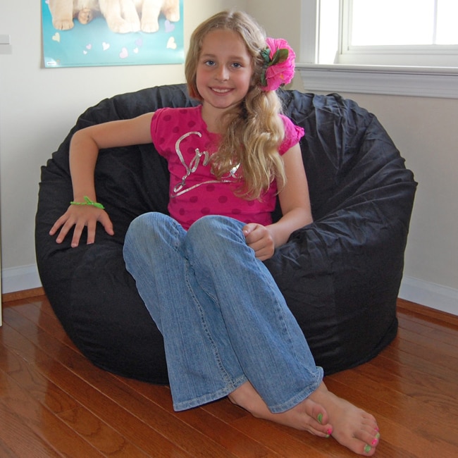 Ahh Products Black Organic Cotton Washable Bean Bag Chair