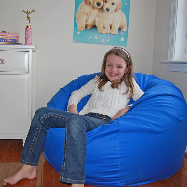 Ahh Products Blue Organic Cotton Washable Bean Bag Chair (Blue Materials Organic cotton cover, polyester liner, polystyrene fillingWeight 9 poundsDiameter 36 inchesFill Reground polystyrene (styrofoam) piecesClosure ZipperRemovable and washable cover